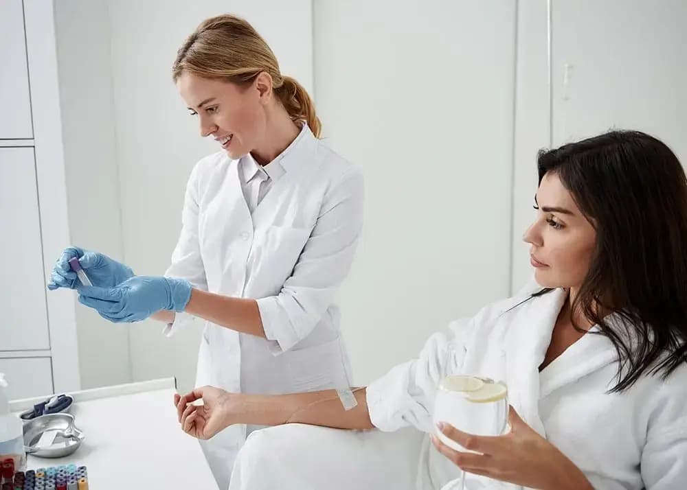Clinician preparing a treatment for an international patient